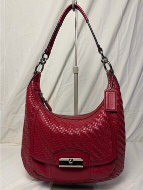 Coach Kristin Woven Leather Hobo Bag – Red❤️– EUC E1269-19314